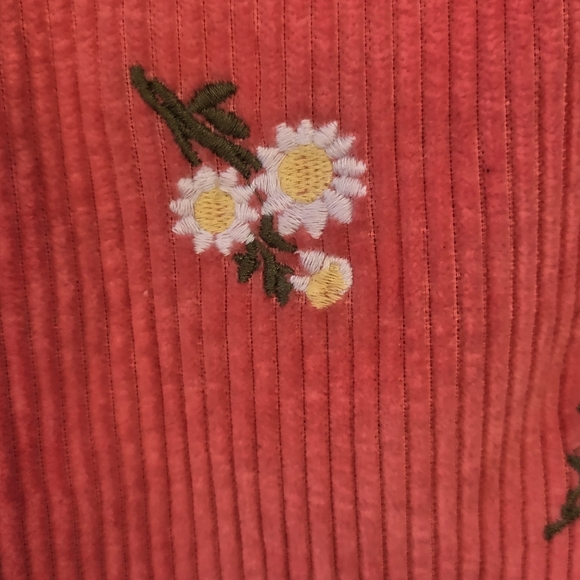 Daisy Embroidered Cordoroy Tote Bag - Picture 5 of 8